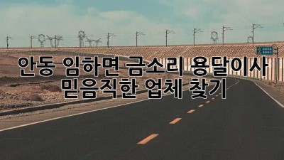 안동 임하면 금소리 용달이사: 믿음직한 업체 찾기